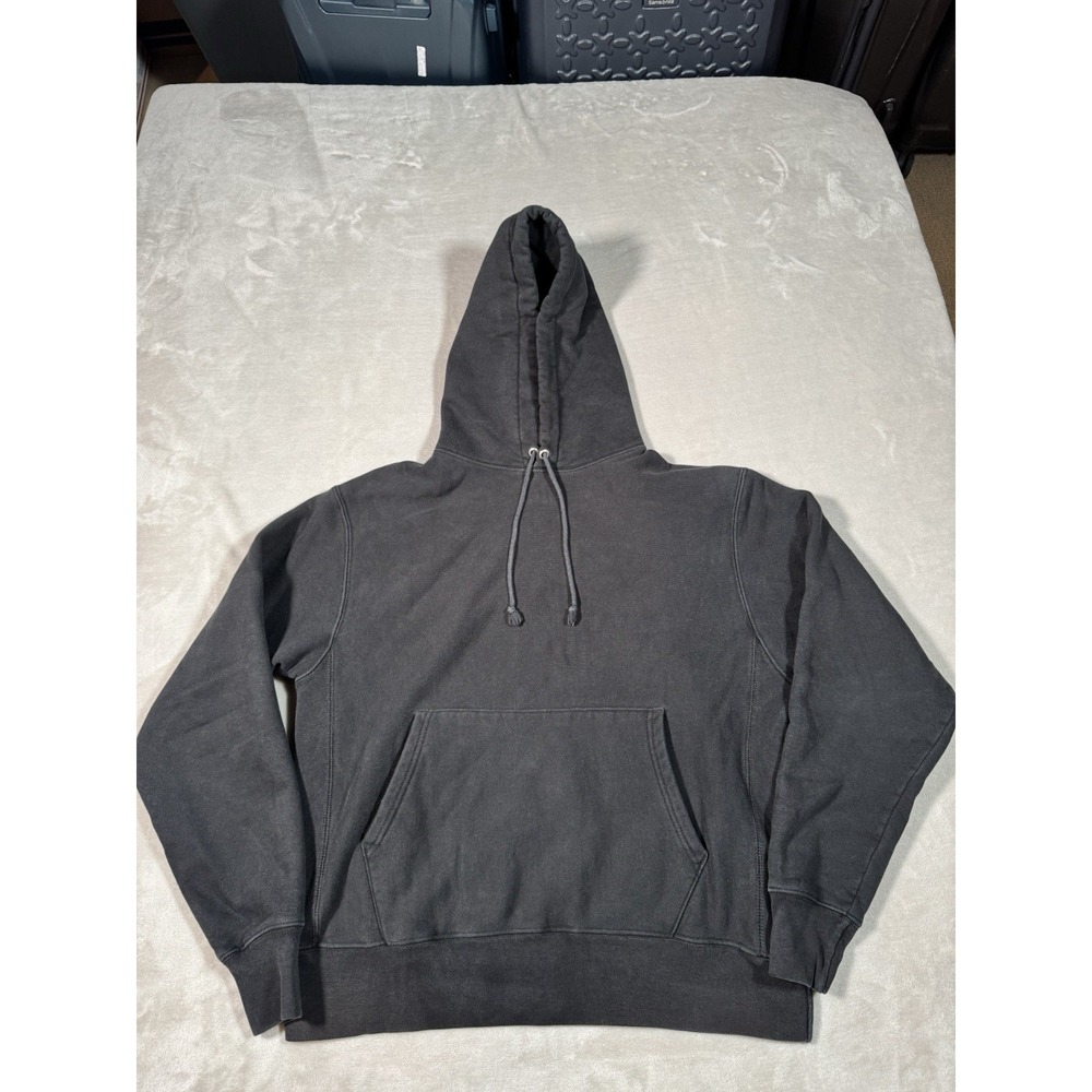 Champion Reverse Weave Hoodie Size Large Black 70s Reproduction Cotton Soft